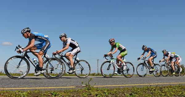 Auckland's Dion Smith riding in the bunch before he was caught in a crash on the An Post Ras Tour of Ireland